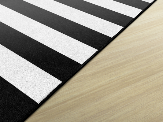 Black and White Stripes Flamingo Classroom Rug by Schoolgirl Style
