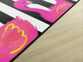 Load image into Gallery viewer, Black and White Stripes Flamingos Classroom Rug by Schoolgirl Style

