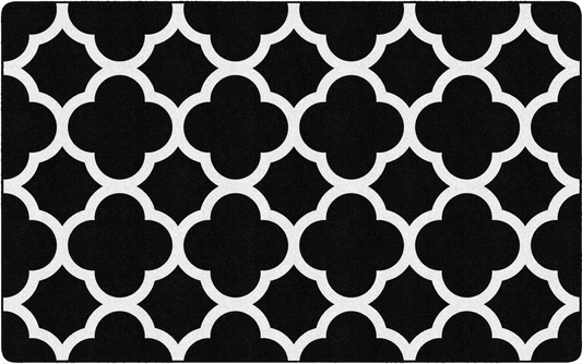 Black and White Quatrefoil Classroom Rug by Flagship