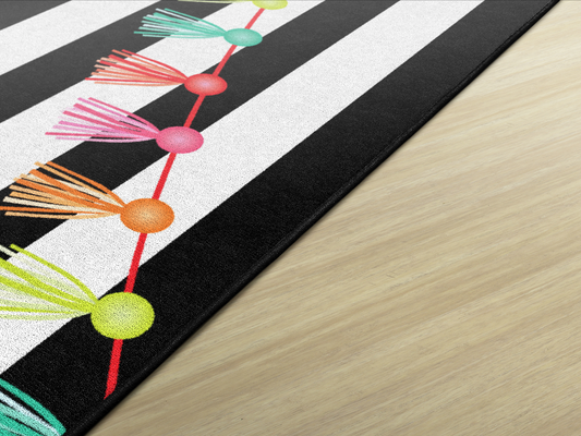 Black White and Stylish Brights Classroom Rug by Schoolgirl Style