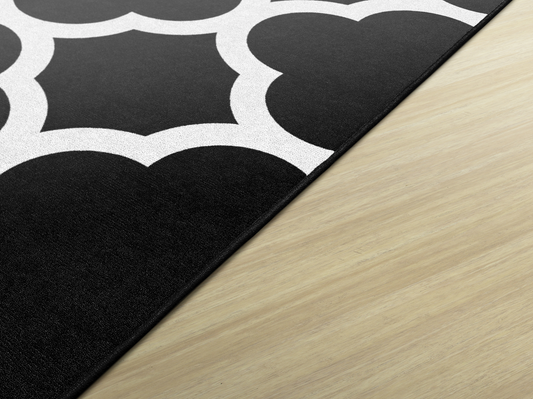 Black and White Quatrefoil Classroom Rug by Schoolgirl Style