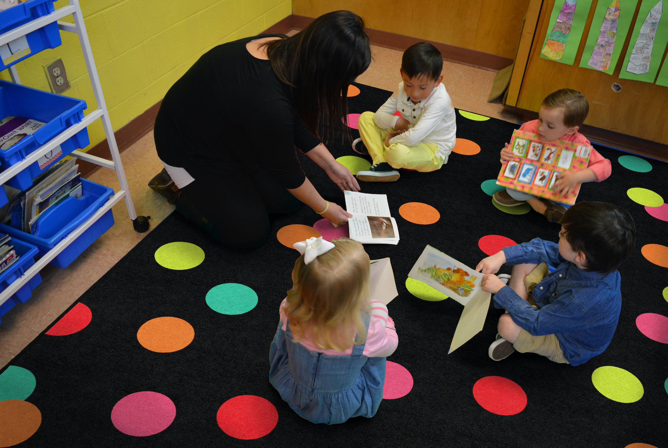 Rainbow Polka Dots Classroom Rug by Schoolgirl Style