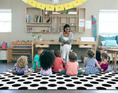 Load image into Gallery viewer, Black & White Polka Dots Classroom Rug by Schoolgirl Style
