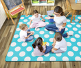 Load image into Gallery viewer, Blue Polka Dot Classroom Rug by Schoolgirl Style 
