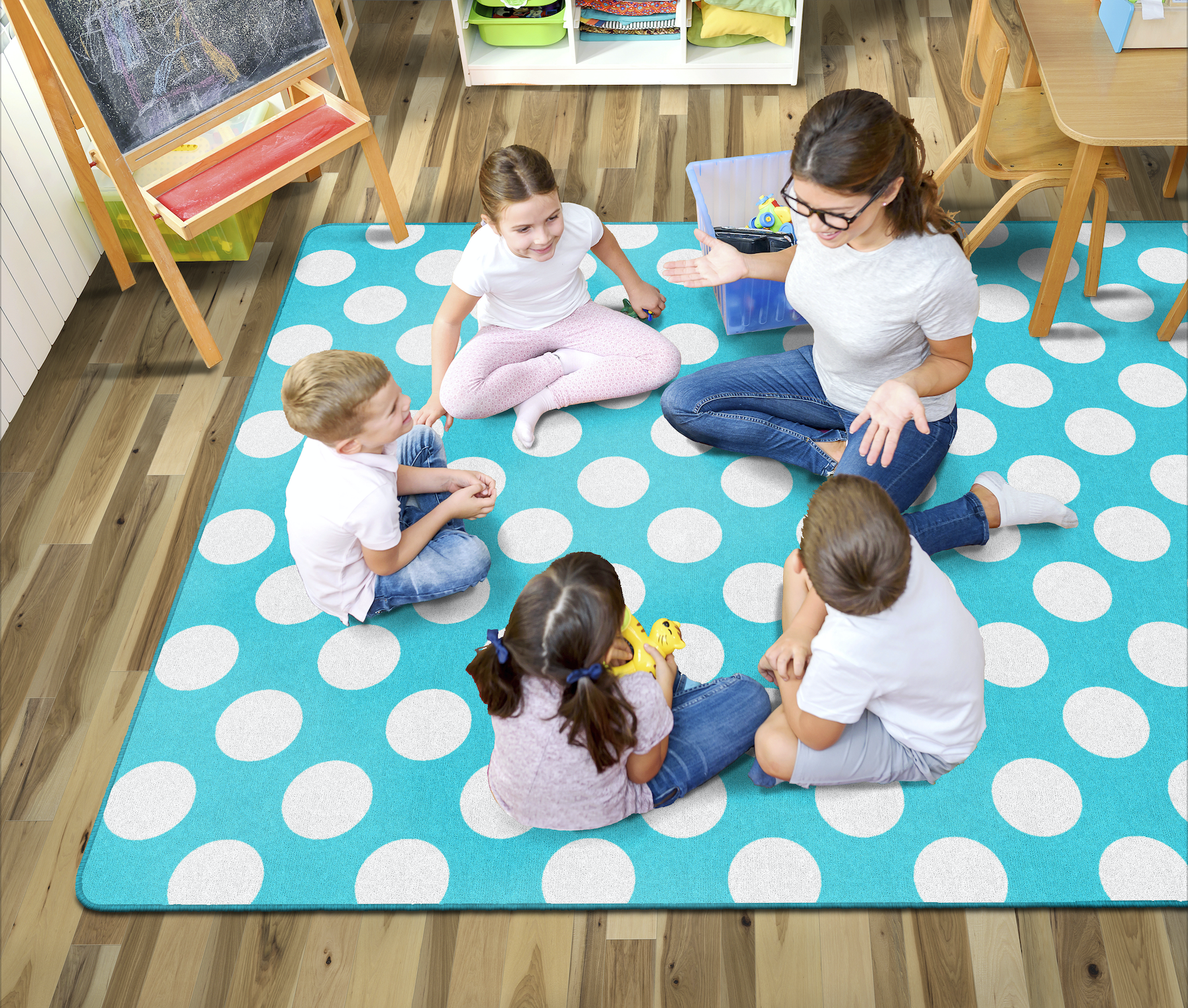 Blue Polka Dot Classroom Rug by Schoolgirl Style 