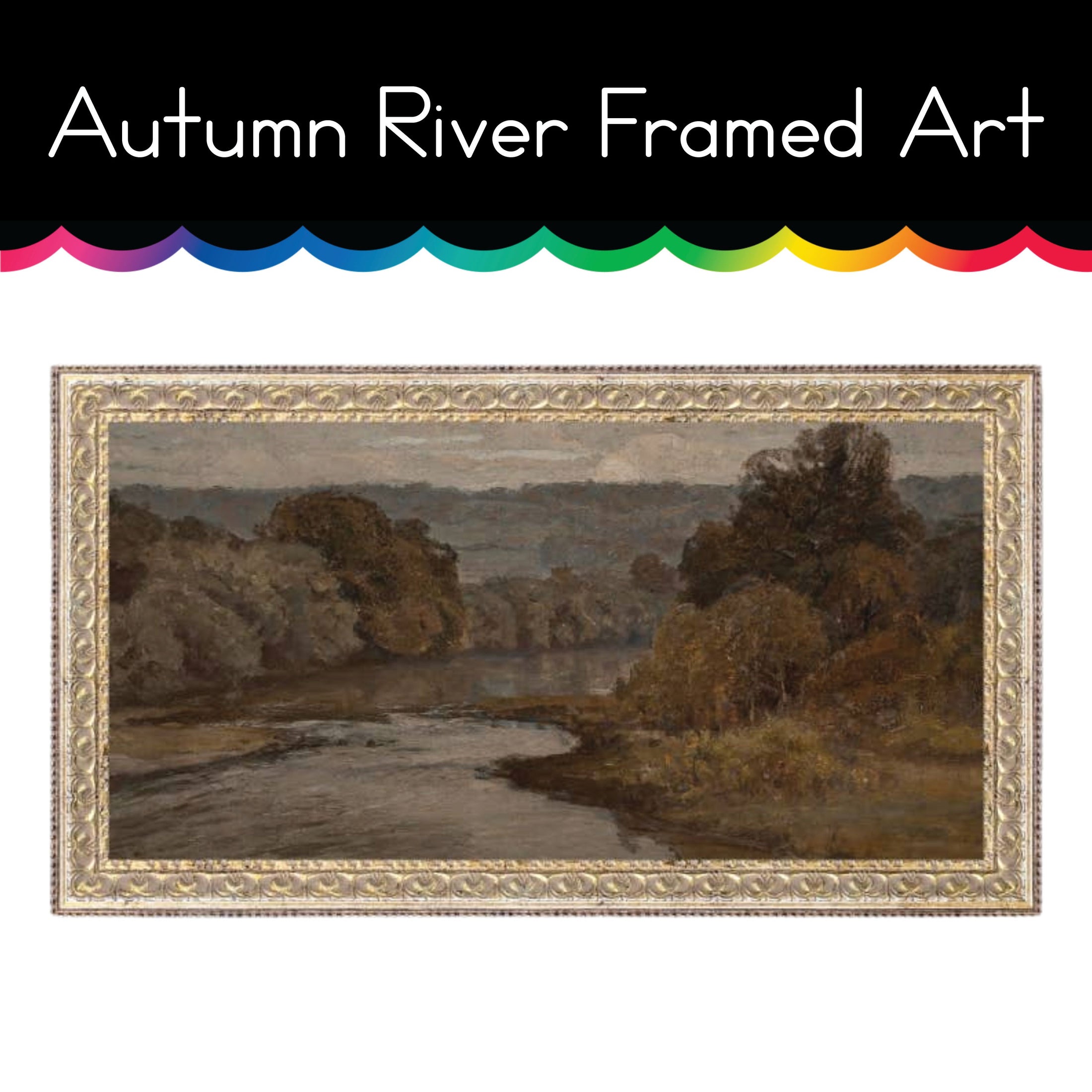 Autumn River Framed Antique Art