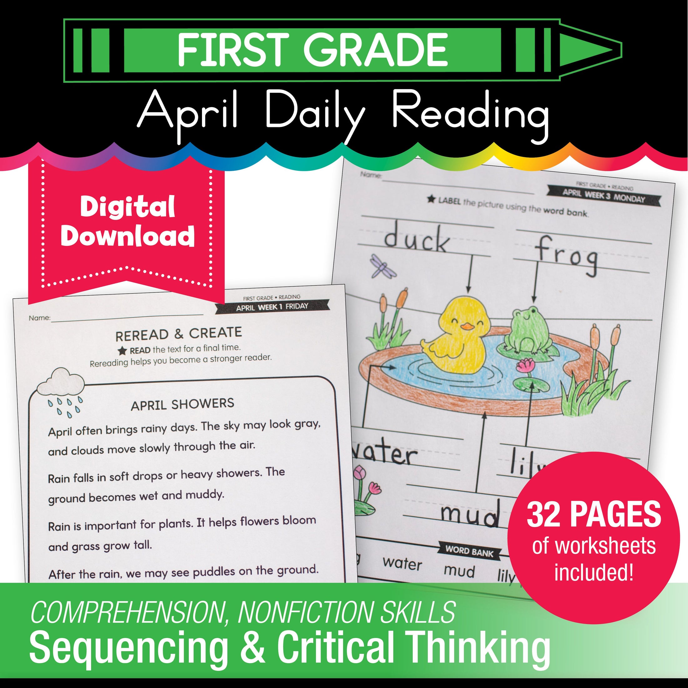 Printable First Grade April Daily Reading