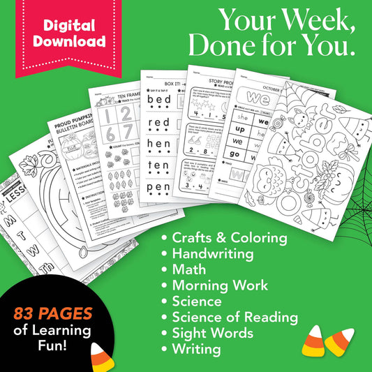Printable First Grade October Week 1 Resources