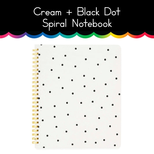 Cream + Black Dot Spiral Notebook