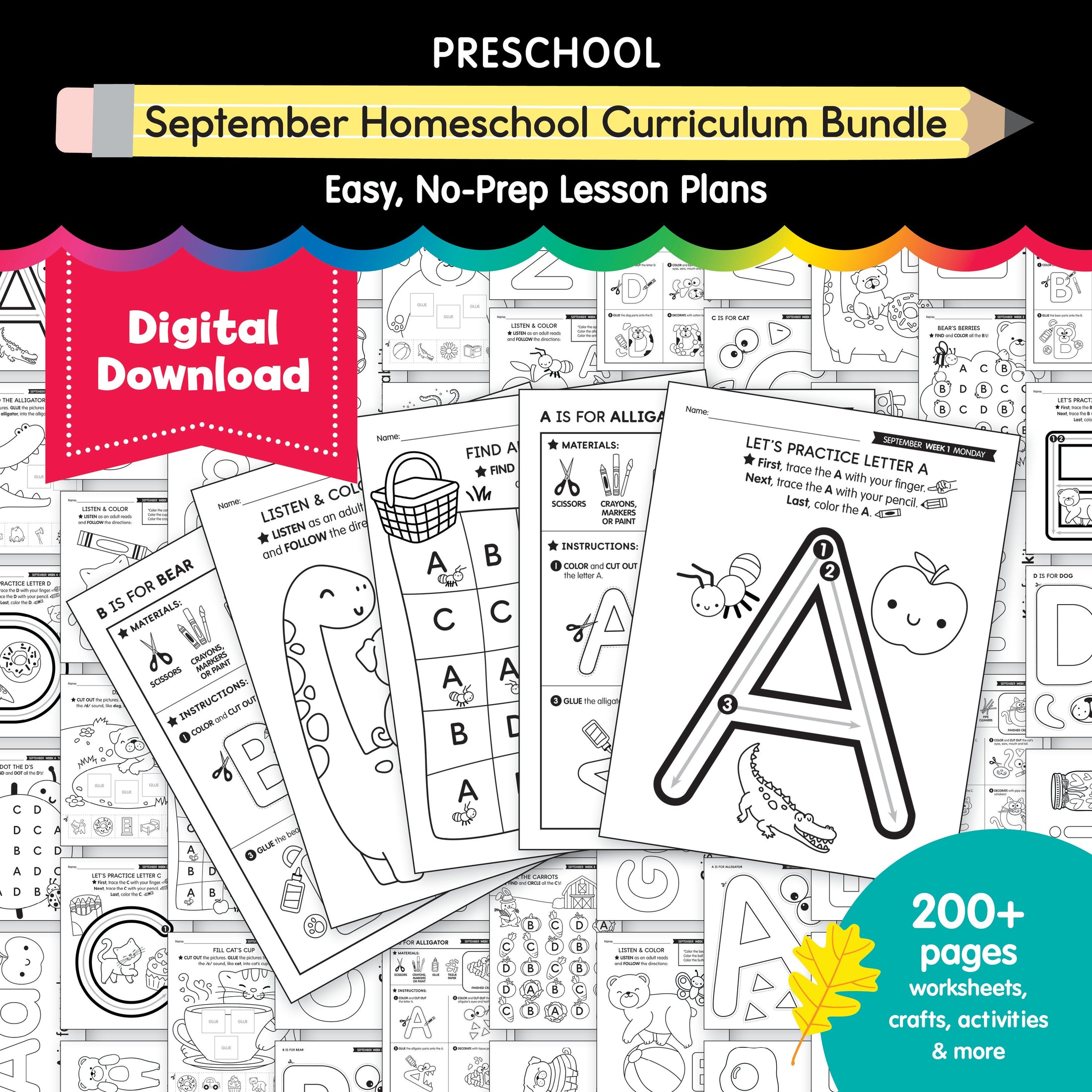 Preschool September Homeschool Thematic Unit Bundle