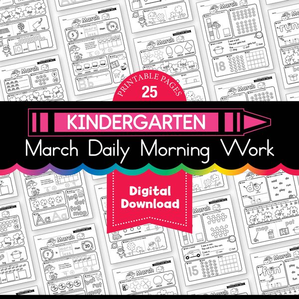 Printable Kindergarten March Daily Morning Work