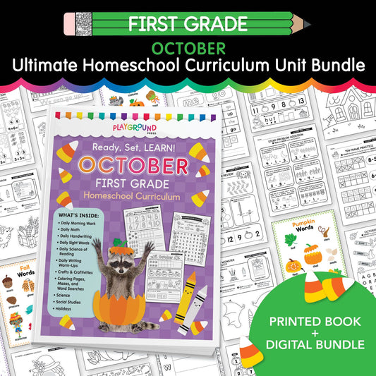 Ultimate First Grade October Homeschool Curriculum Unit Bundle