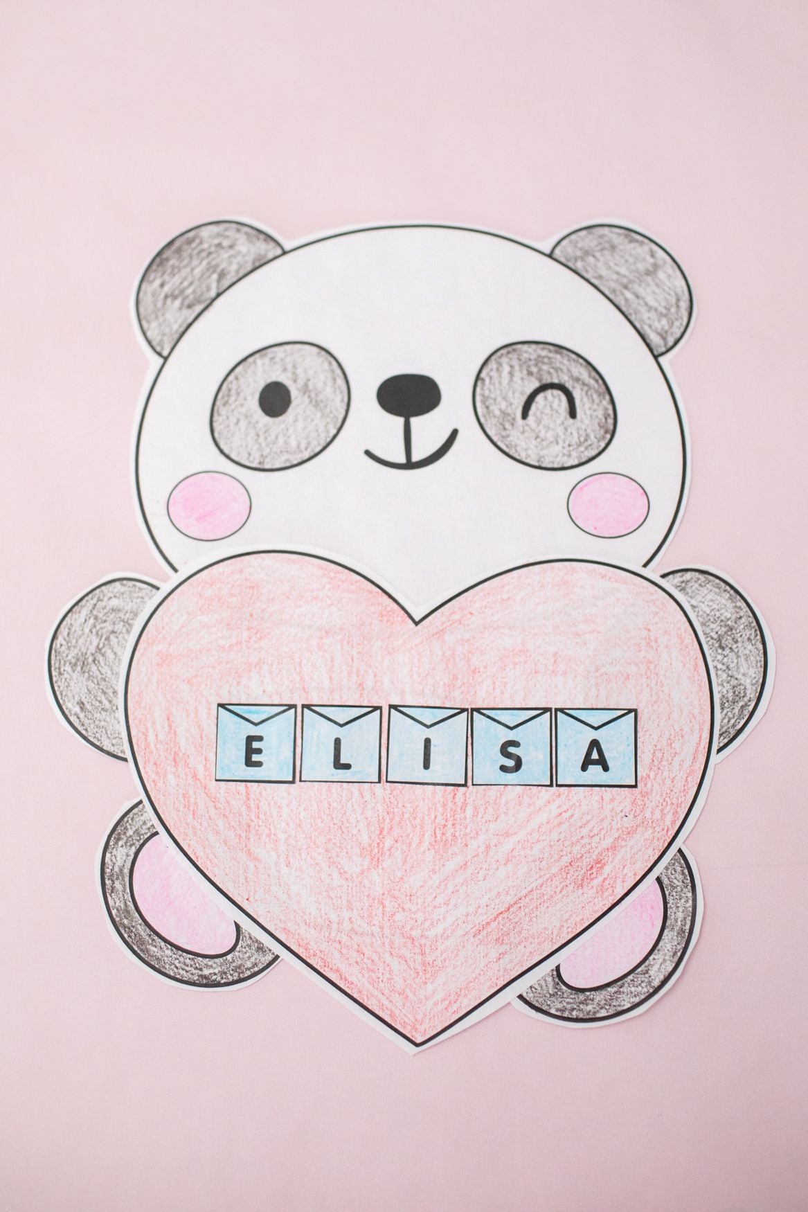 Printable February Panda Heart Craftivity