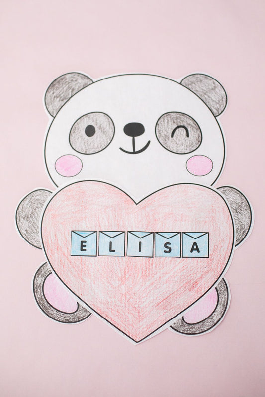 Printable February Panda Heart Craftivity