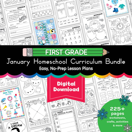 Printable First Grade January Thematic Unit Bundle