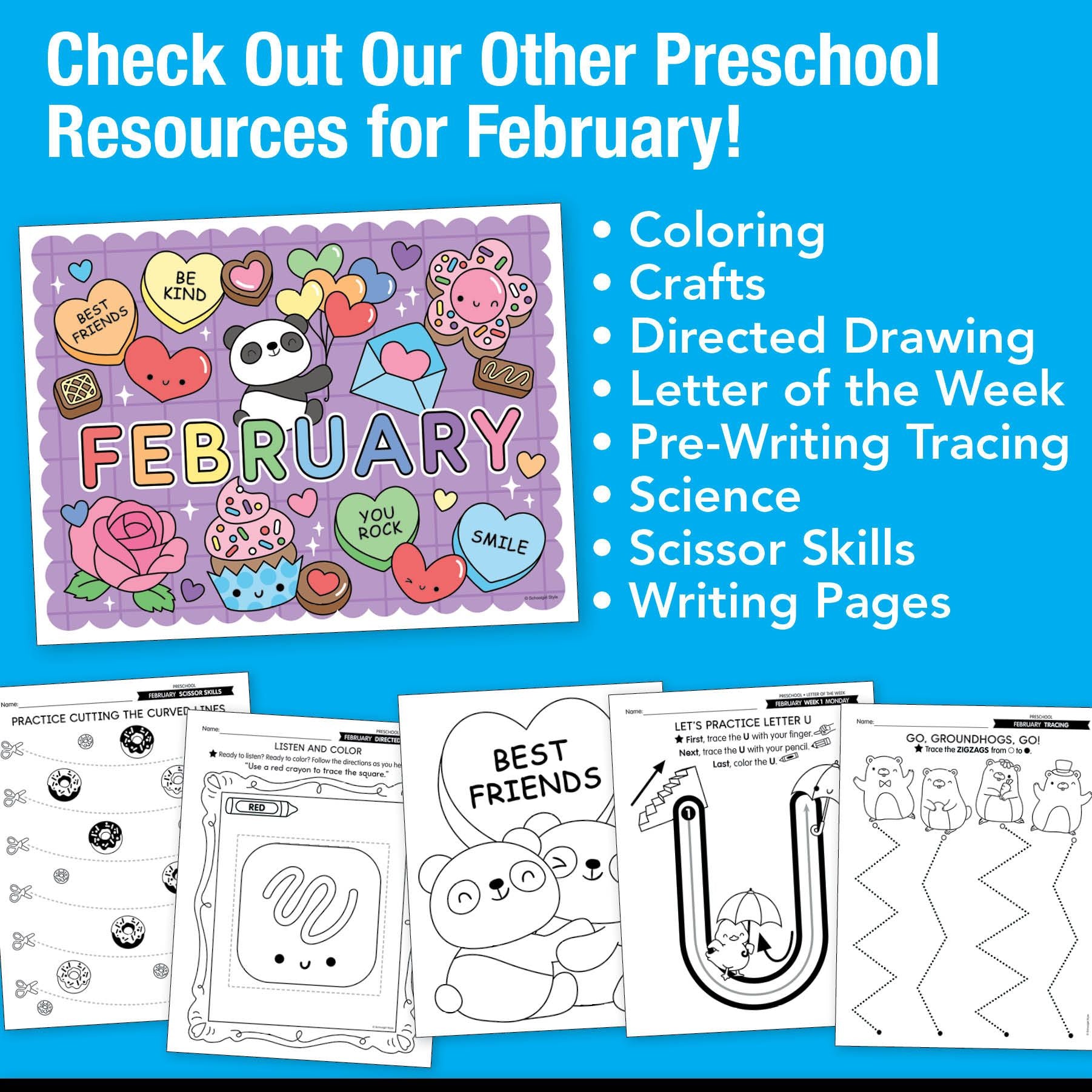 Printable Preschool February Daily Math