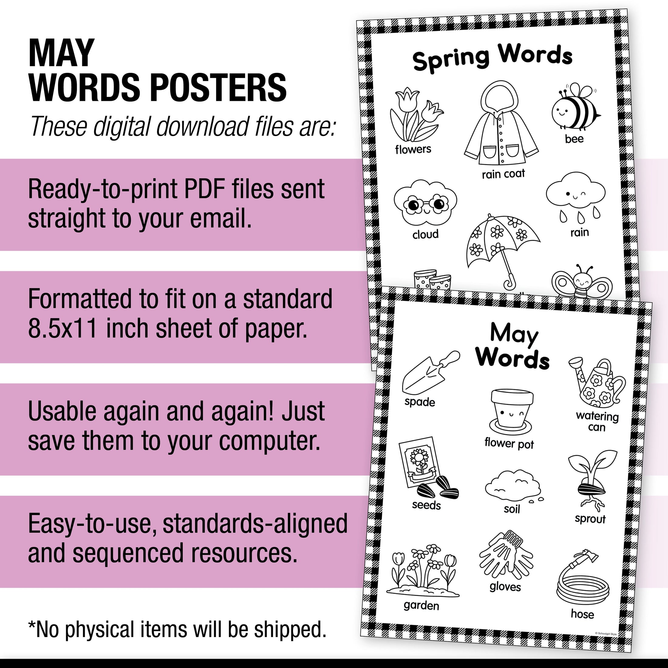 Printable May Words Posters
