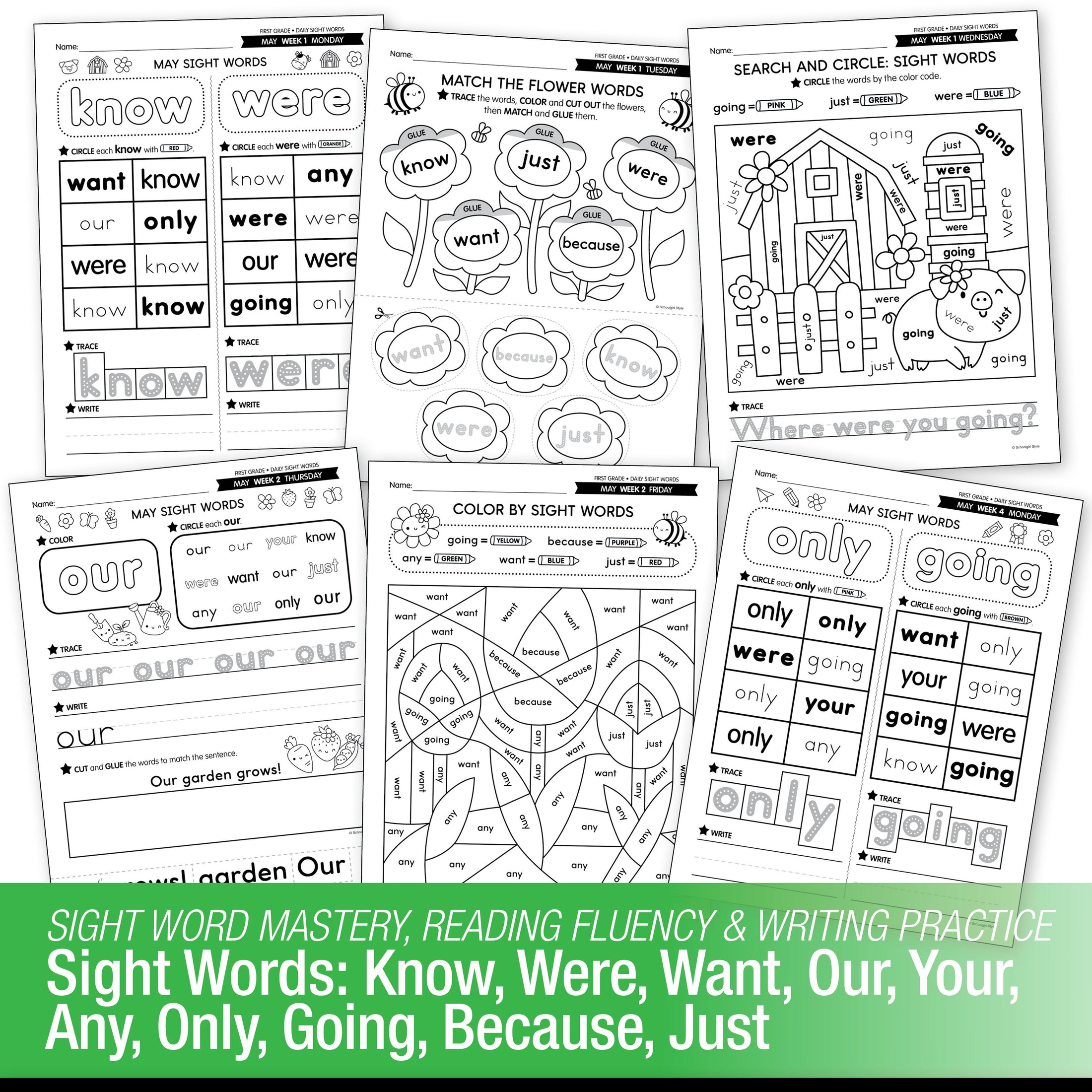 Printable First Grade May Daily Sight Words