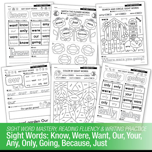 Printable First Grade May Daily Sight Words