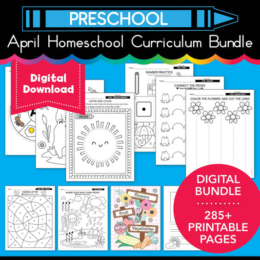 Printable Preschool April Homeschool Curriculum Bundle