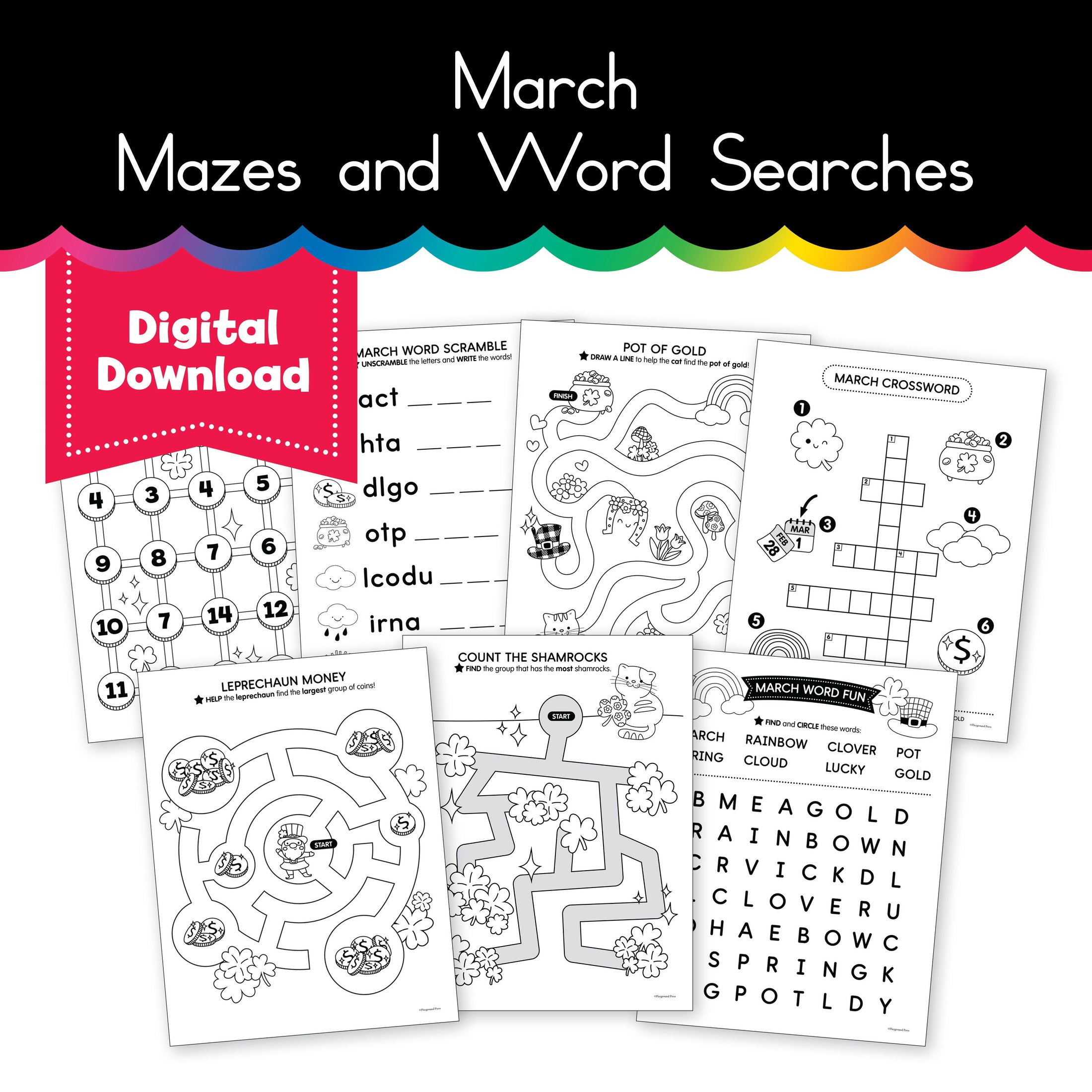 March Mazes & Word Search Pack