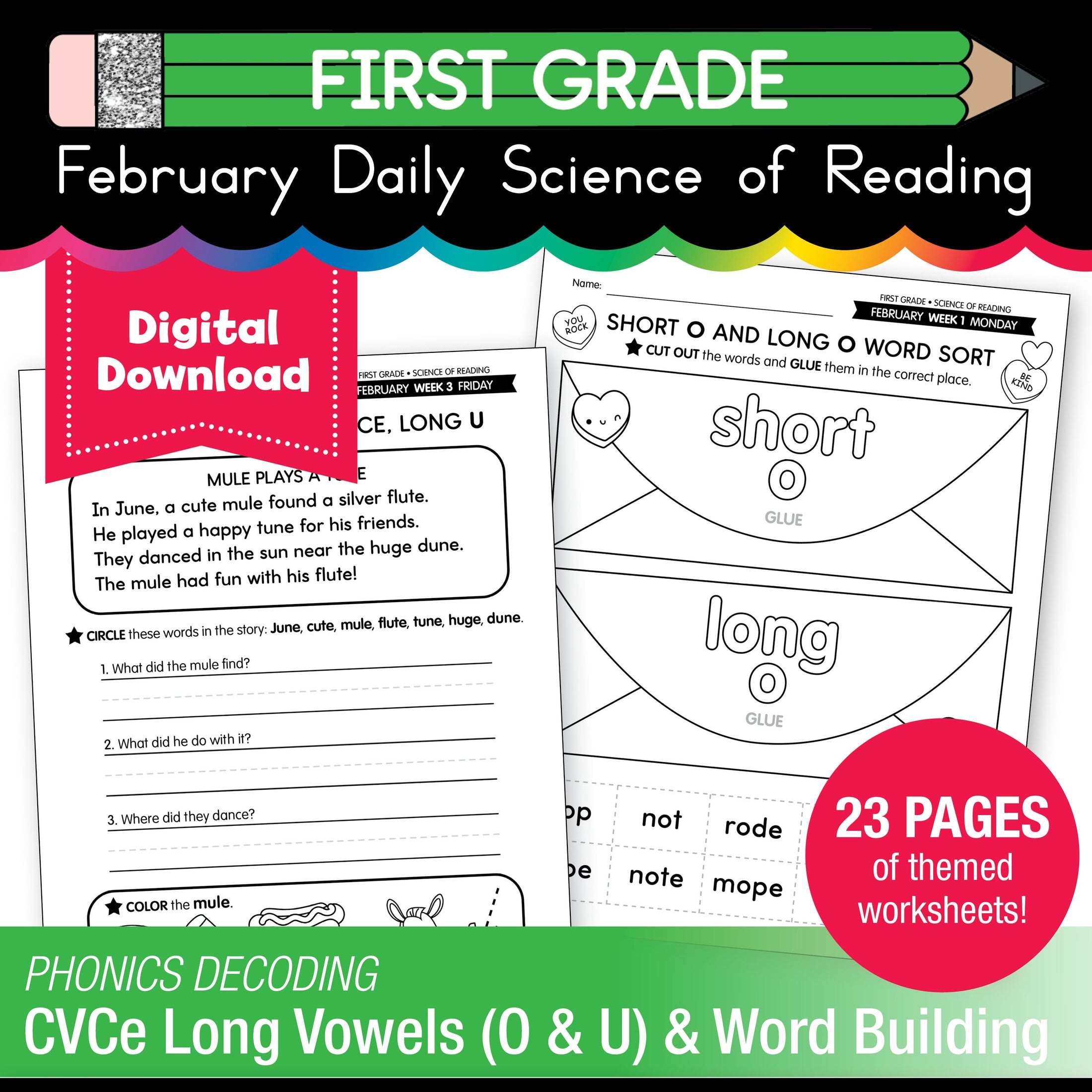 Printable First Grade February Daily Science of Reading