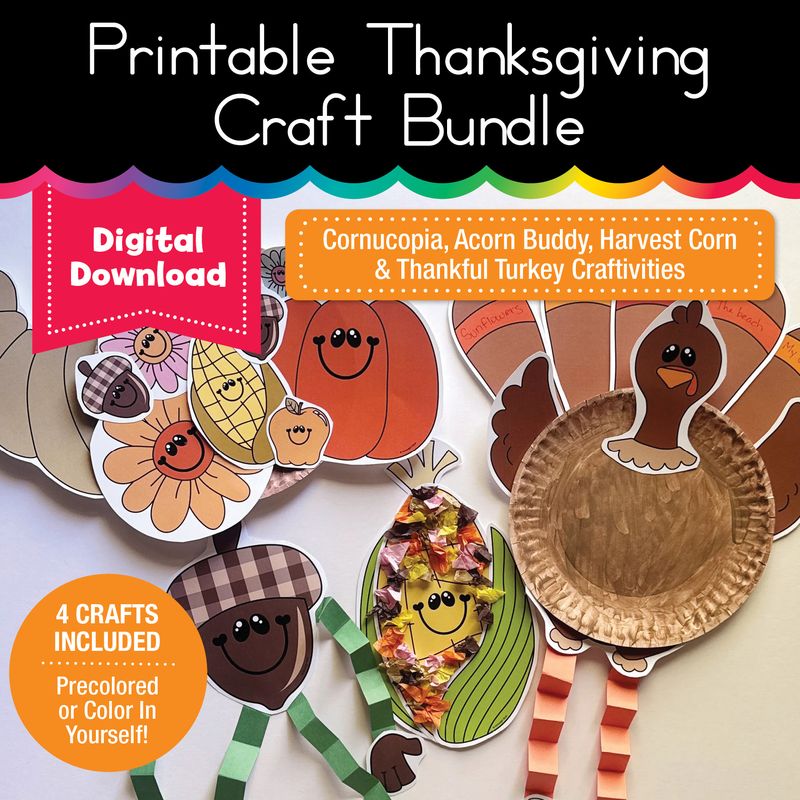 Printable 90s Thanksgiving November Craft Bundle