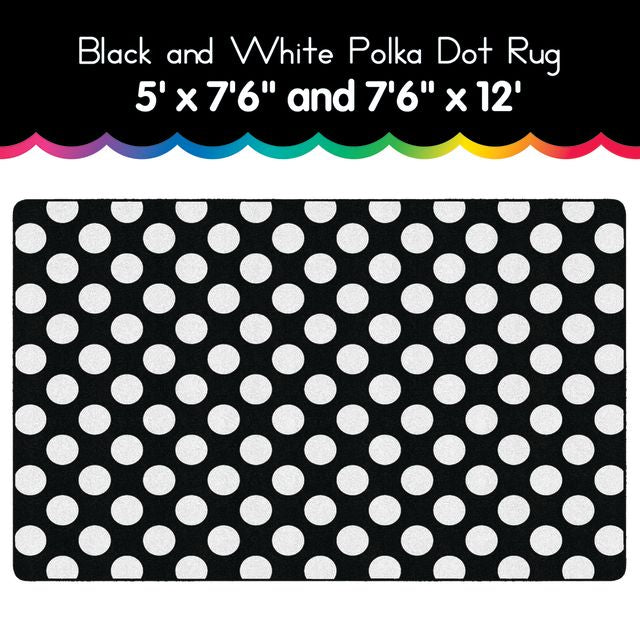 black and white polka dot rug