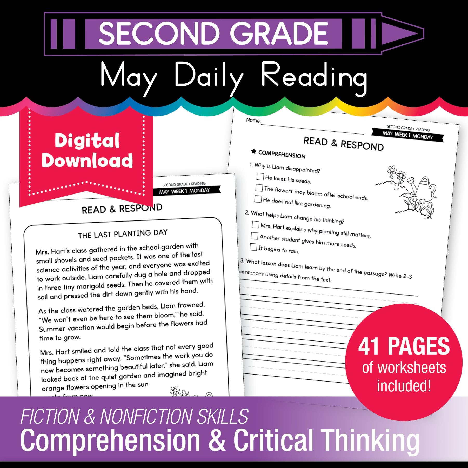 Printable Second Grade May Daily Reading