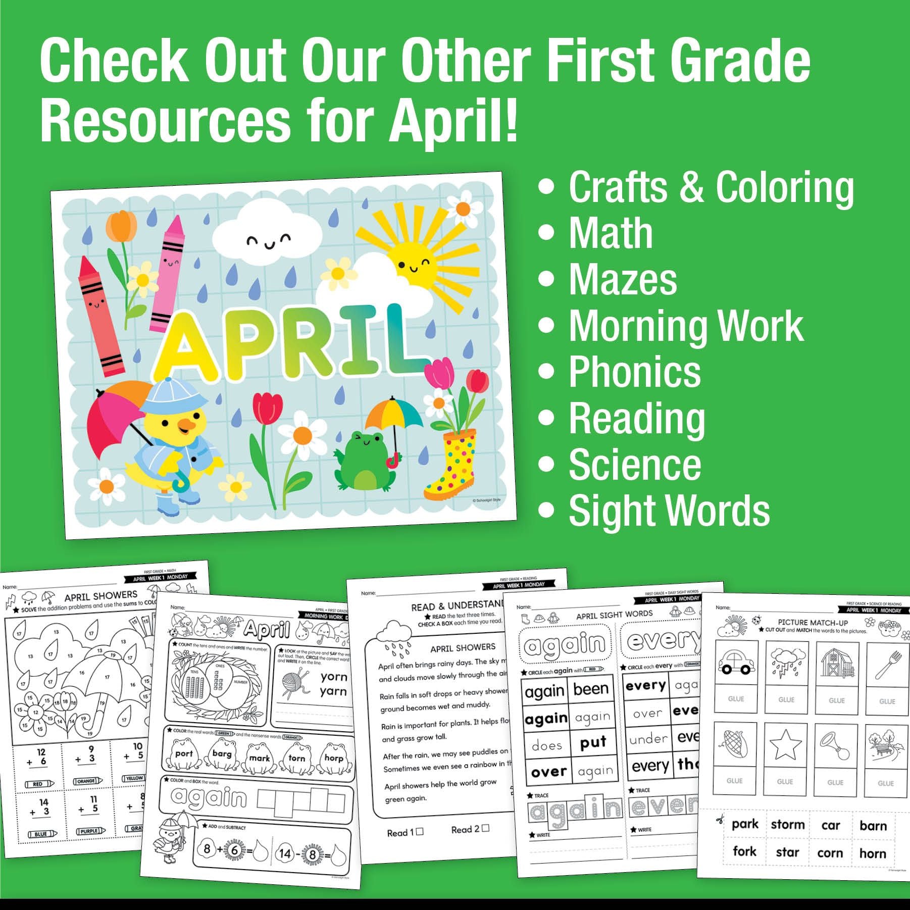 Printable First Grade April Writing Bundle