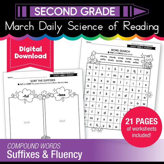 Printable Second Grade March Daily Science of Reading