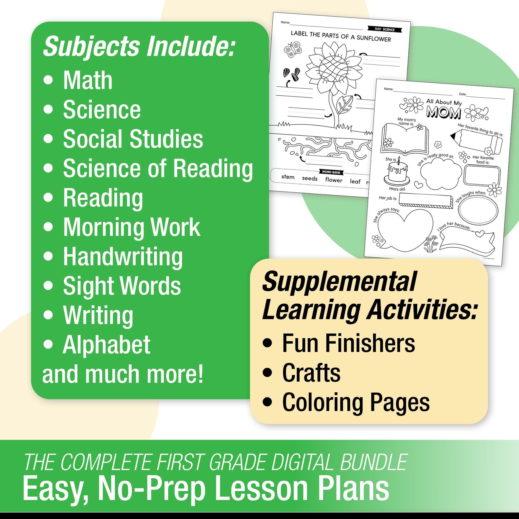 Printable First Grade May Homeschool Curriculum Bundle