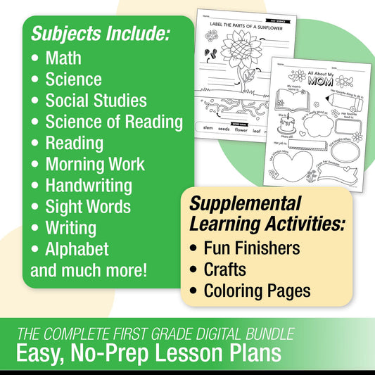 Printable First Grade May Homeschool Curriculum Bundle