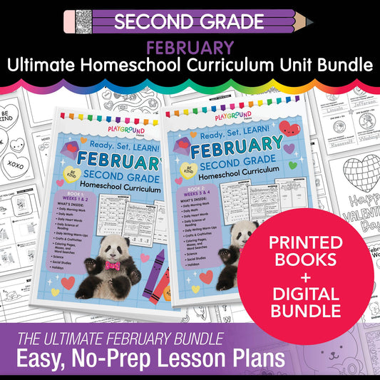 Ultimate Second Grade February Homeschool Curriculum Bundle