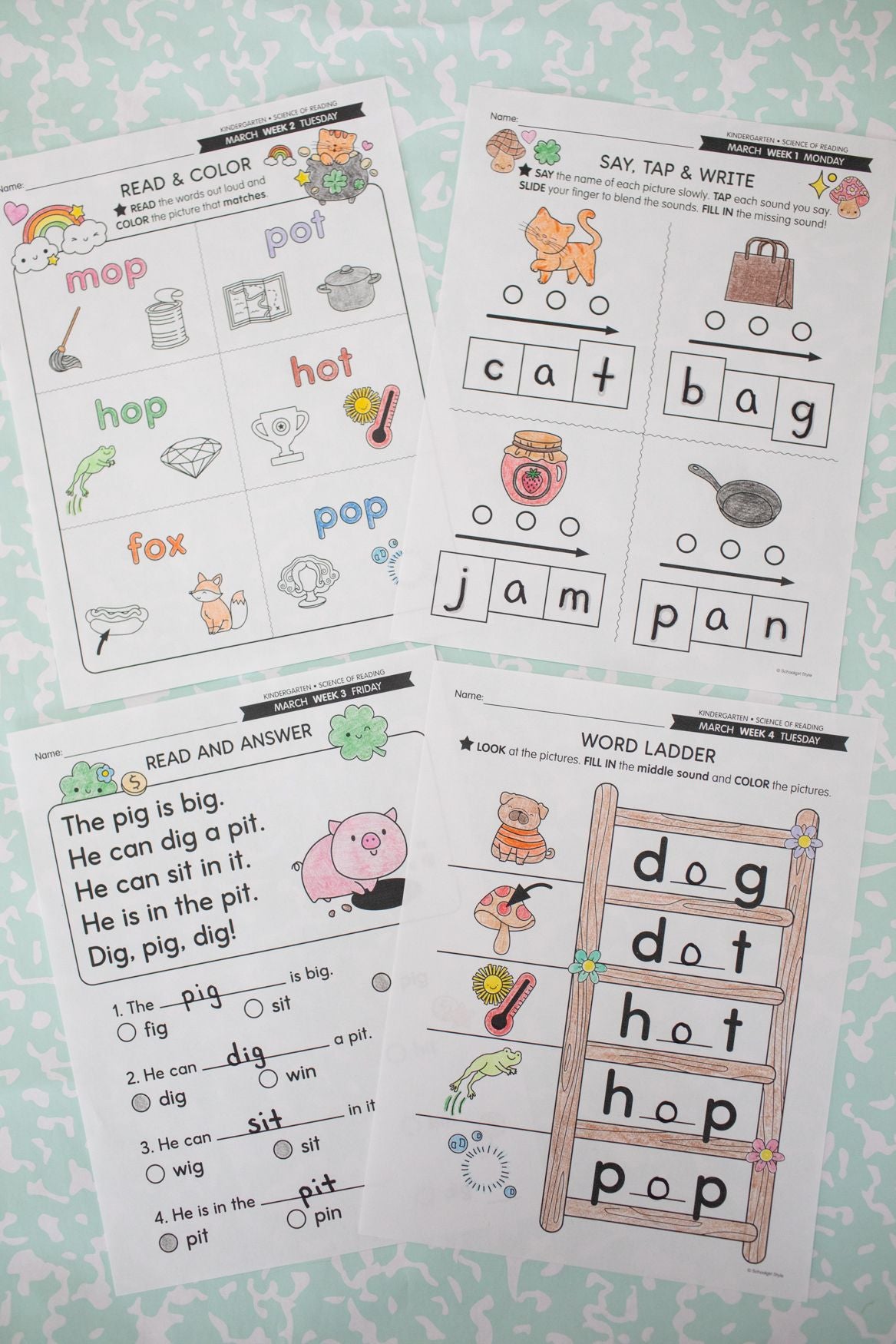 Printable Kindergarten March Daily Science of Reading