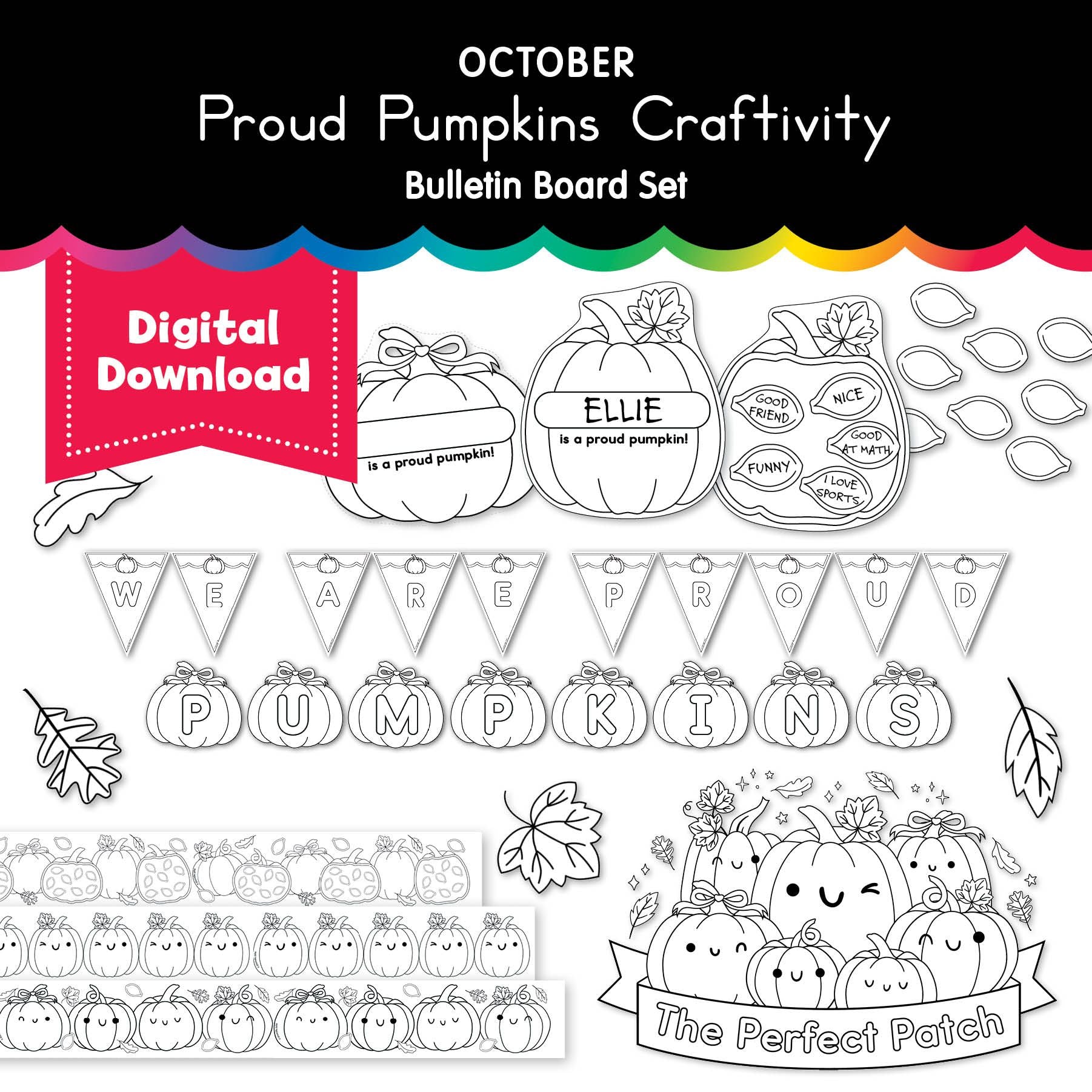 Printable October Proud Pumpkins Craftivity Bulletin Board Set
