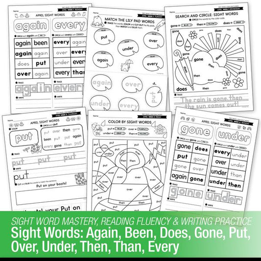 Printable First Grade April Daily Sight Words