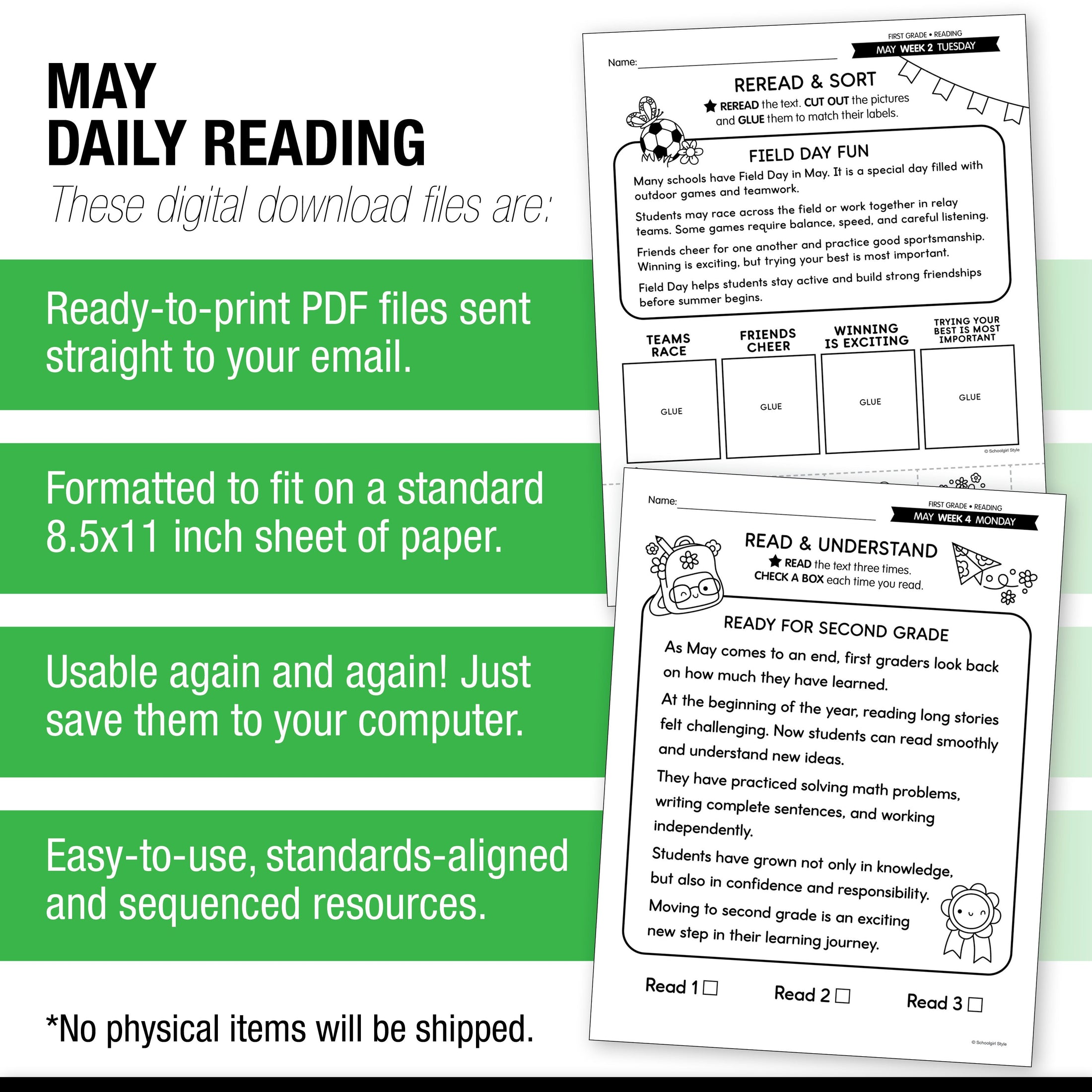 Printable First Grade May Daily Reading
