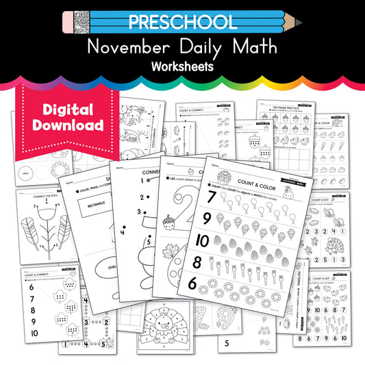 Printable Preschool November Daily Math