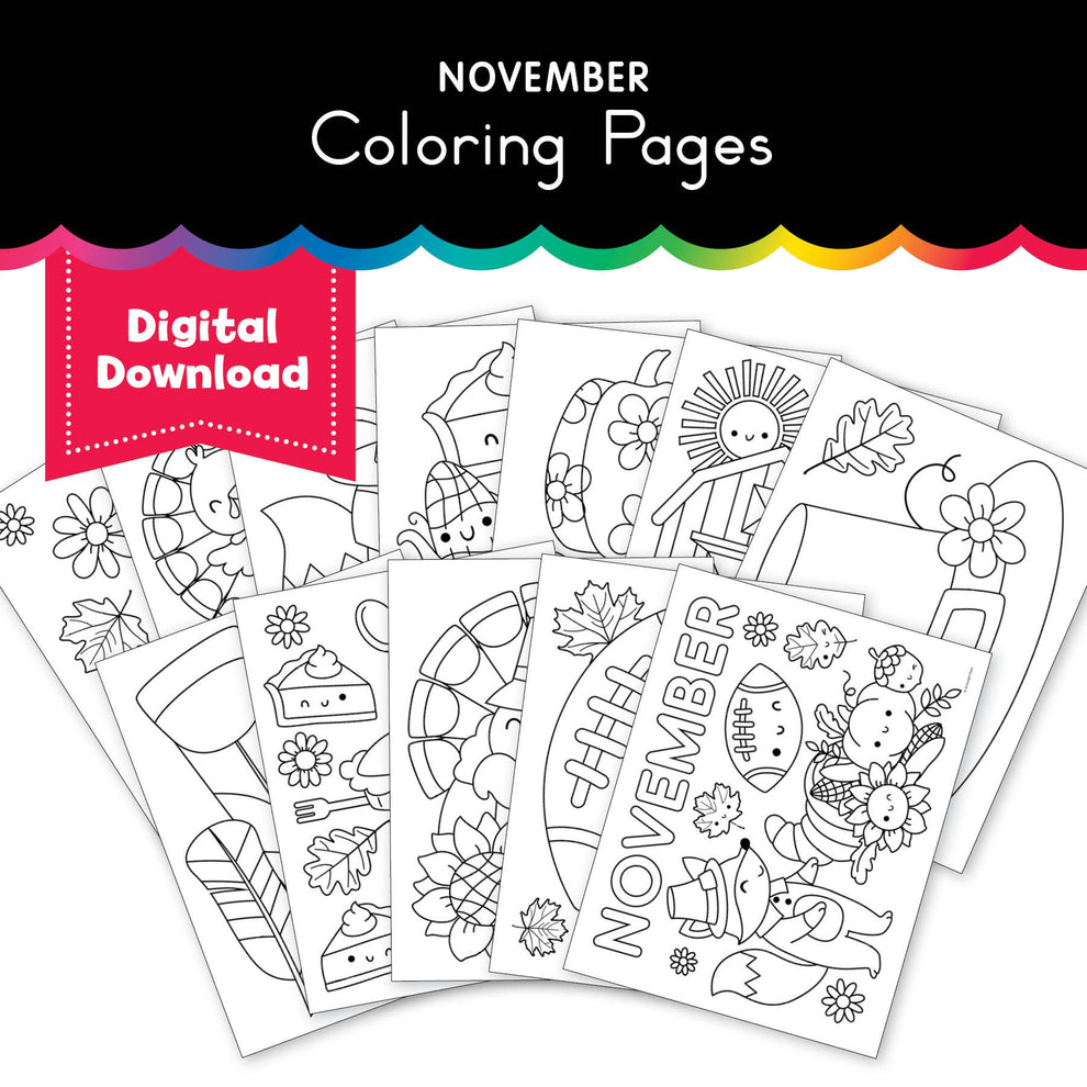 Free Printable November Coloring Pages Pack 2 - Playground Press