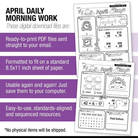 Printable Second Grade April Daily Morning Work