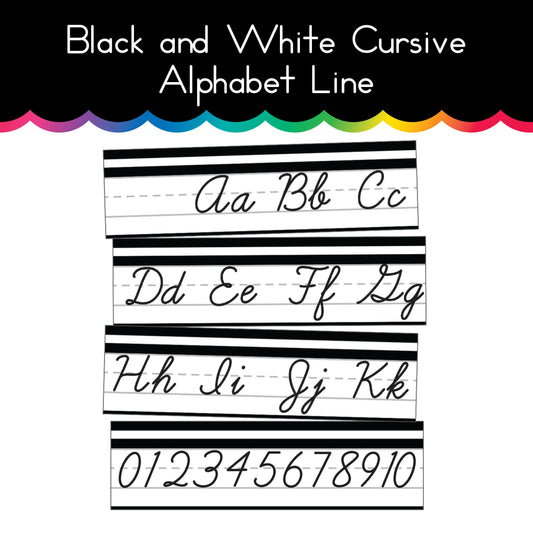 Black and White Cursive Alphabet Line