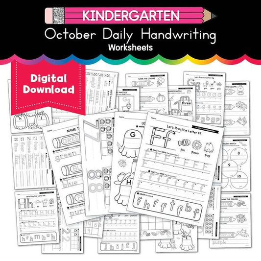 Printable Kindergarten October Daily Handwriting