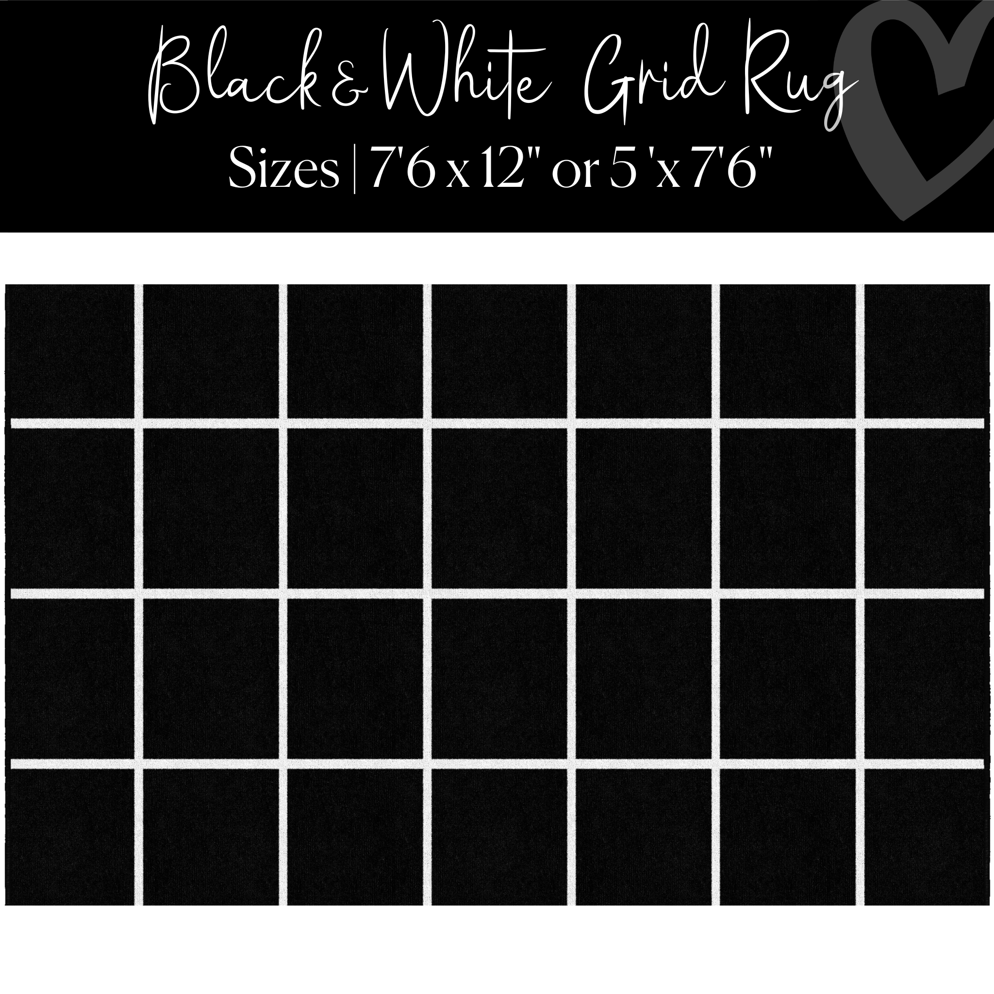 Black and White Grid Classroom Rug by Schoolgirl Style