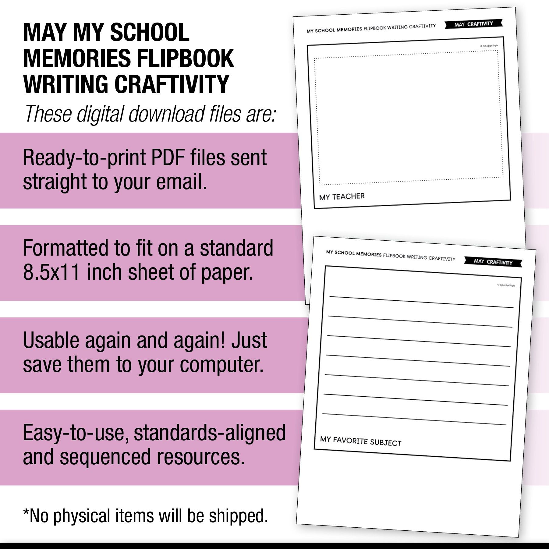 Printable May My School Memories Flipbook Writing Craftivity