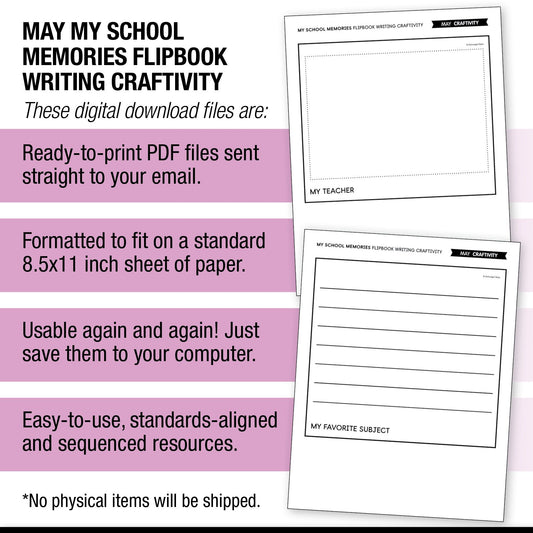 Printable May My School Memories Flipbook Writing Craftivity