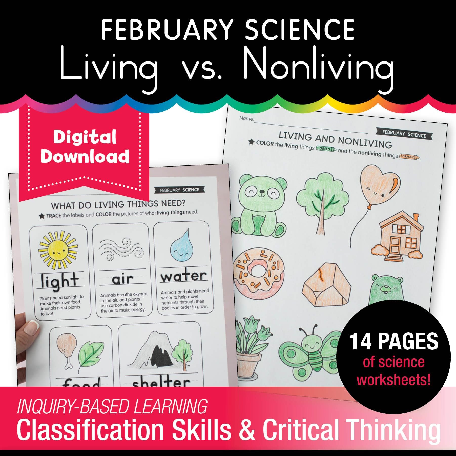 Printable February Science Living vs. Nonliving