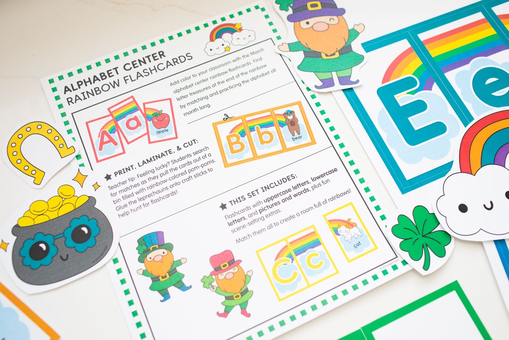 Printable Preschool March Rainbow Flashcards Alphabet Center