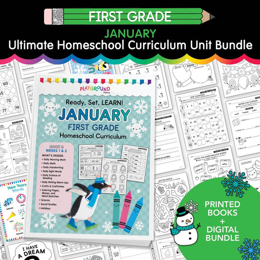 Ultimate First Grade January Homeschool Curriculum Bundle