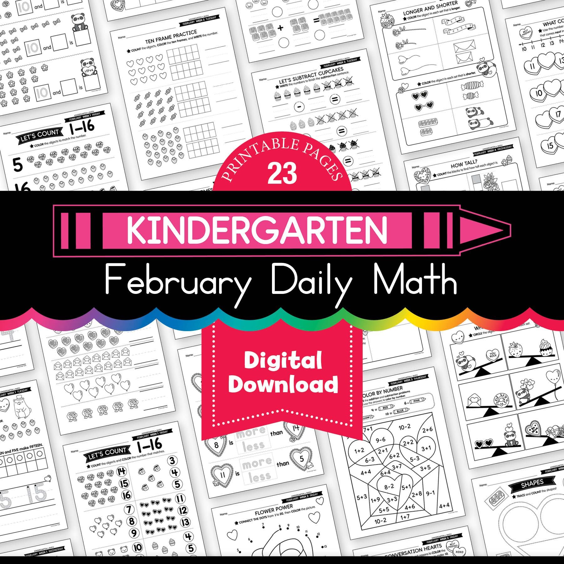 Printable Kindergarten February Daily Math